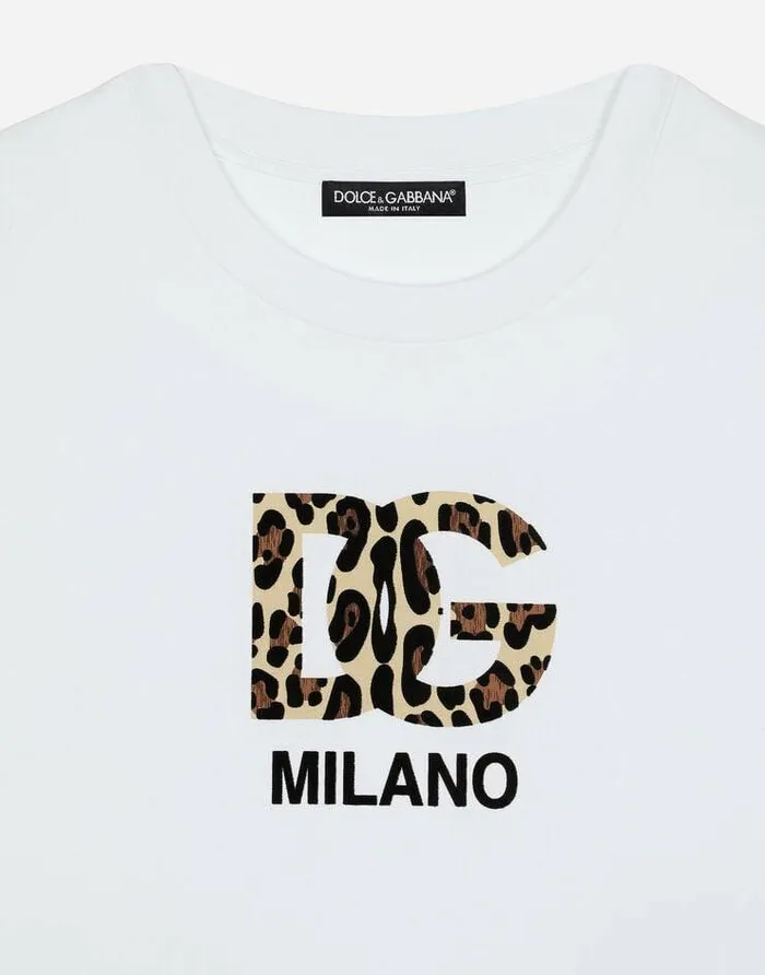Dolce and Gabbana TShirts And Sweatshirts Women Tshirt With Flocked DG Logo White Dolce and Gabbana TShirts And Sweatshirts Women Tshirt With Flocked DG Logo White
