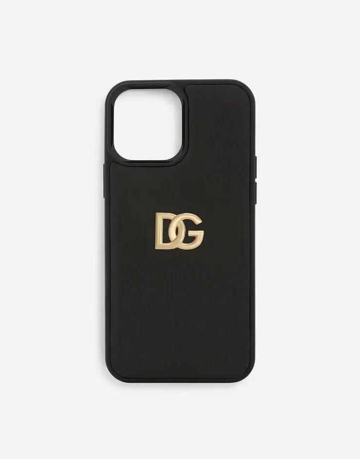 Dolce and Gabbana Technology Women Calfskin IPhone 13 Pro Max Cover With DG Logo Black Dolce and Gabbana Technology Women Calfskin IPhone 13 Pro Max Cover With DG Logo Black