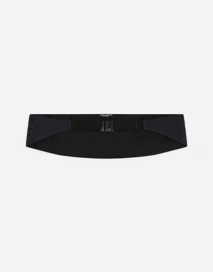 Dolce and Gabbana Ties And Pocket Squares Men Silk Satin Cummerbund Blue Dolce and Gabbana Ties And Pocket Squares Men Silk Satin Cummerbund Blue
