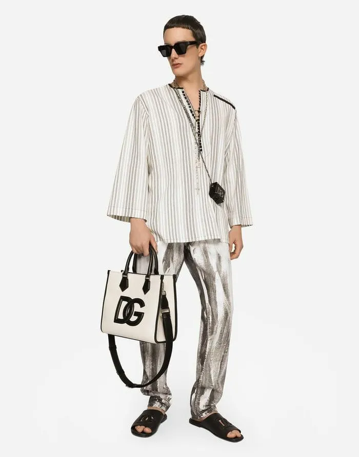 Dolce and Gabbana Totes WomenMen Canvas Shopper With Calfskin Nappa Details Multicolor Dolce and Gabbana Totes WomenMen Canvas Shopper With Calfskin Nappa Details Multicolor