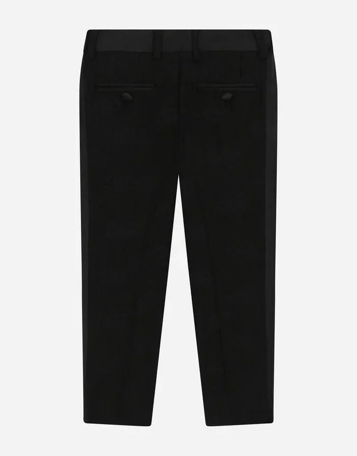 Dolce and Gabbana Trousers And Shorts Children Classic Wool Jacquard Trousers With DG Logo Black Dolce and Gabbana Trousers And Shorts Children Classic Wool Jacquard Trousers With DG Logo Black