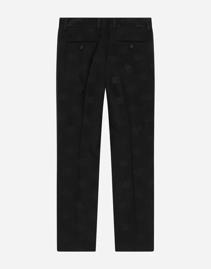 Dolce and Gabbana Trousers And Shorts Children Classic Wool Jacquard Trousers With DG Logo Black Dolce and Gabbana Trousers And Shorts Children Classic Wool Jacquard Trousers With DG Logo Black