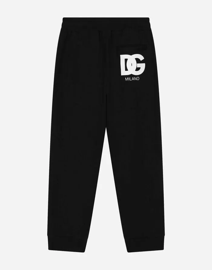 Dolce and Gabbana Trousers And Shorts Children Cotton Jogging Pants With Logo Band On Side Black Dolce and Gabbana Trousers And Shorts Children Cotton Jogging Pants With Logo Band On Side Black