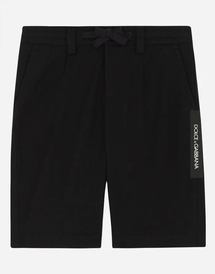 Dolce and Gabbana Trousers And Shorts Children Drill Shorts With Logo Tape Blue Dolce and Gabbana Trousers And Shorts Children Drill Shorts With Logo Tape Blue