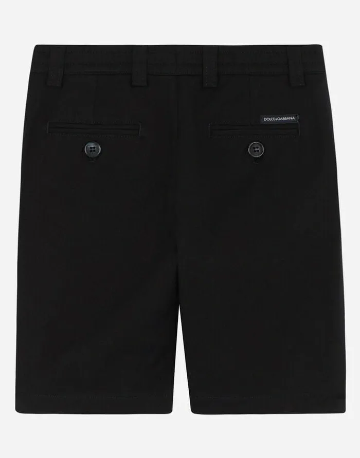 Dolce and Gabbana Trousers And Shorts Children Drill Shorts With Logo Tape Blue Dolce and Gabbana Trousers And Shorts Children Drill Shorts With Logo Tape Blue