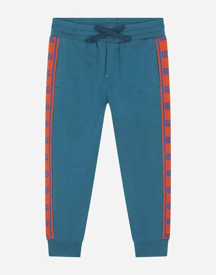 Dolce and Gabbana Trousers And Shorts Children Jersey Jogging Pants With DG Logo Band Green Dolce and Gabbana Trousers And Shorts Children Jersey Jogging Pants With DG Logo Band Green