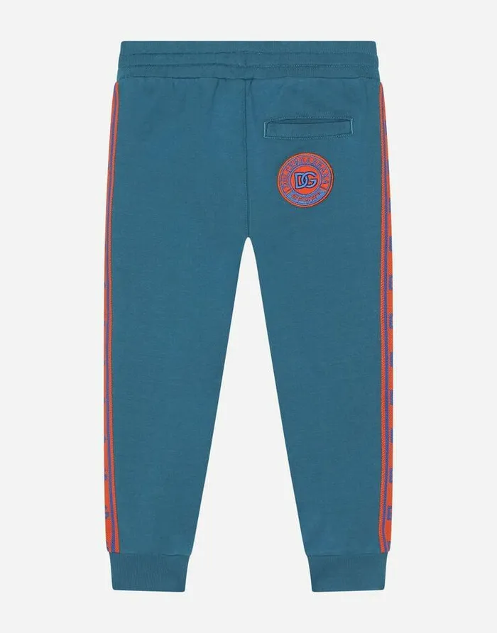 Dolce and Gabbana Trousers And Shorts Children Jersey Jogging Pants With DG Logo Band Green Dolce and Gabbana Trousers And Shorts Children Jersey Jogging Pants With DG Logo Band Green