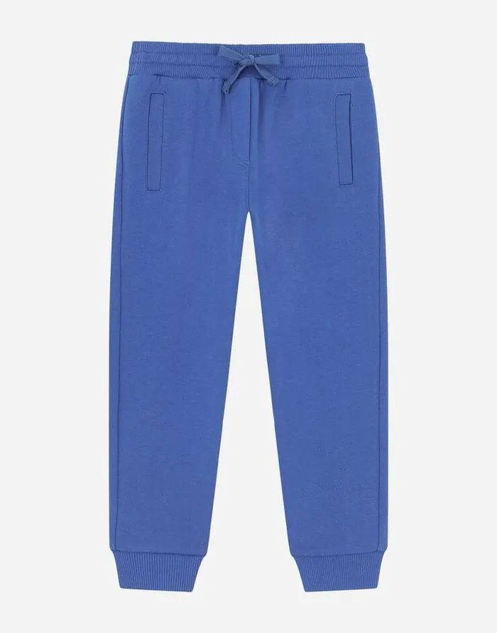 Dolce and Gabbana Trousers And Shorts Children Jersey Jogging Pants With Plate Blue Dolce and Gabbana Trousers And Shorts Children Jersey Jogging Pants With Plate Blue