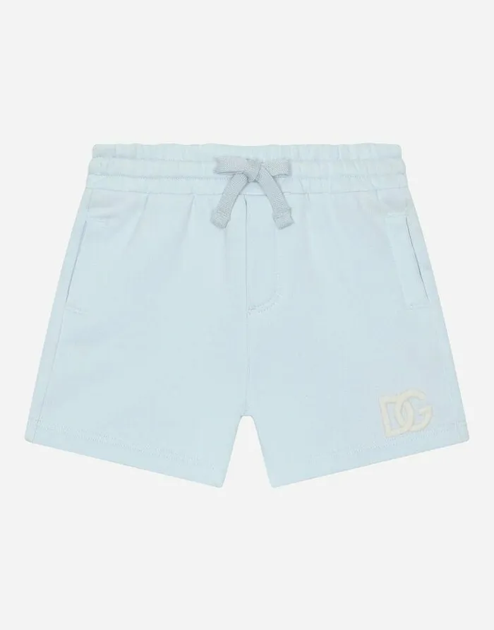 Dolce and Gabbana Trousers And Shorts Children Jersey Jogging Shorts With DG Logo Embroidery Grey Dolce and Gabbana Trousers And Shorts Children Jersey Jogging Shorts With DG Logo Embroidery Grey