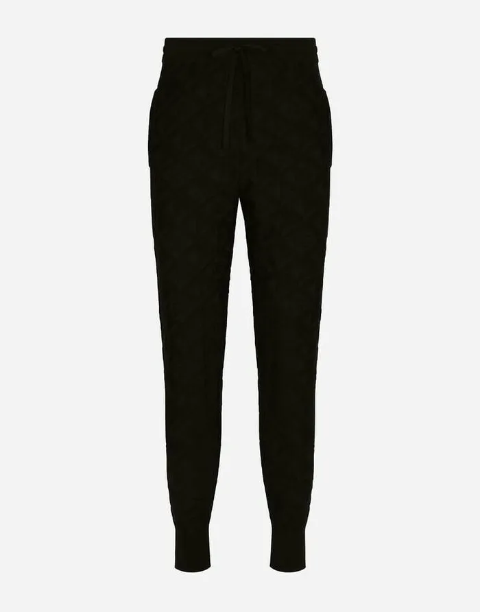 Dolce and Gabbana Trousers And Shorts Men 3D Silk Jacquard Jogging Pants Black Dolce and Gabbana Trousers And Shorts Men 3D Silk Jacquard Jogging Pants Black