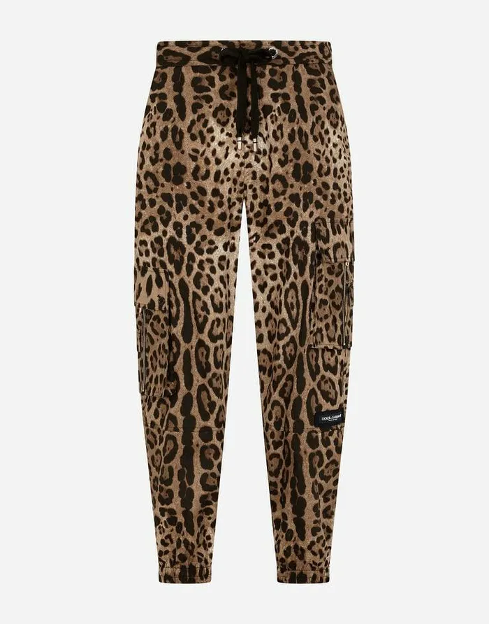 Dolce and Gabbana Trousers And Shorts Men Cargostyle Jogging Pants With Leopard Print Multicolor Dolce and Gabbana Trousers And Shorts Men Cargostyle Jogging Pants With Leopard Print Multicolor