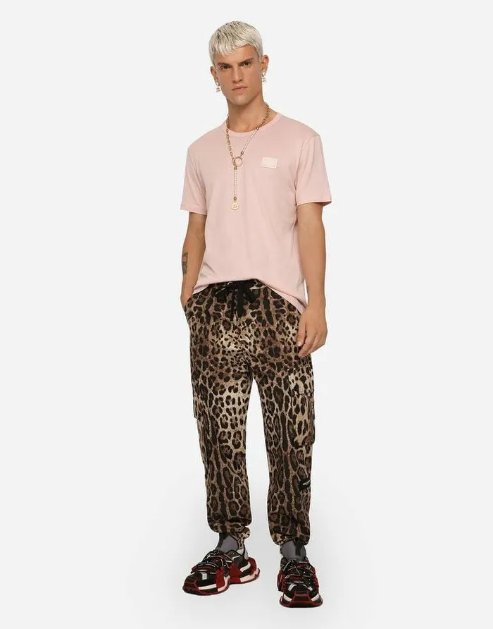 Dolce and Gabbana Trousers And Shorts Men Cargostyle Jogging Pants With Leopard Print Multicolor Dolce and Gabbana Trousers And Shorts Men Cargostyle Jogging Pants With Leopard Print Multicolor