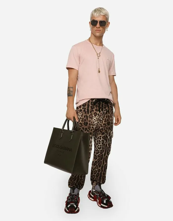 Dolce and Gabbana Trousers And Shorts Men Cargostyle Jogging Pants With Leopard Print Multicolor Dolce and Gabbana Trousers And Shorts Men Cargostyle Jogging Pants With Leopard Print Multicolor