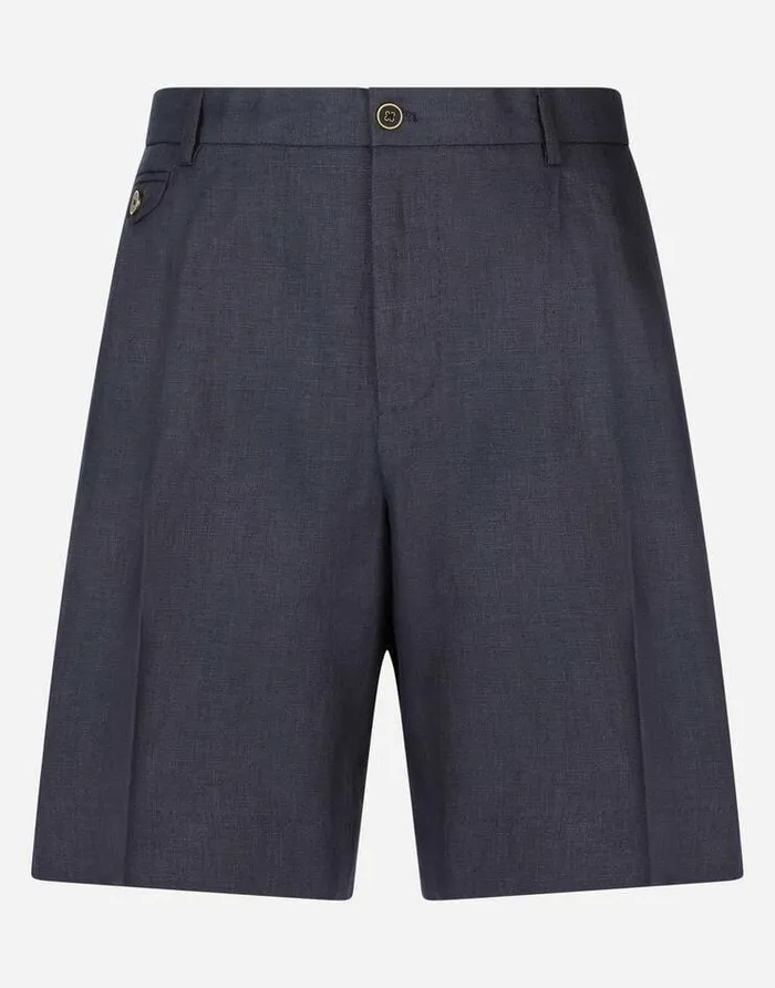 Dolce and Gabbana Trousers And Shorts Men Linen Shorts Blue