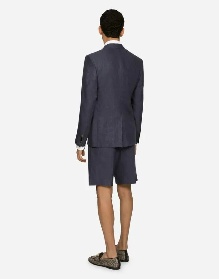 Dolce and Gabbana Trousers And Shorts Men Linen Shorts Blue Dolce and Gabbana Trousers And Shorts Men Linen Shorts Blue