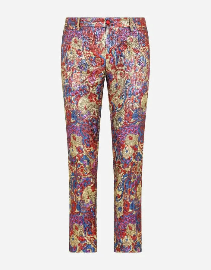 Dolce and Gabbana Trousers And Shorts Men Oriental Lurex Jacquard Pants Multicolor Dolce and Gabbana Trousers And Shorts Men Oriental Lurex Jacquard Pants Multicolor