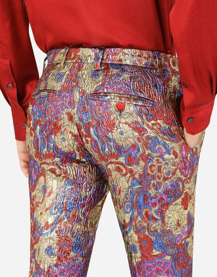 Dolce and Gabbana Trousers And Shorts Men Oriental Lurex Jacquard Pants Multicolor Dolce and Gabbana Trousers And Shorts Men Oriental Lurex Jacquard Pants Multicolor