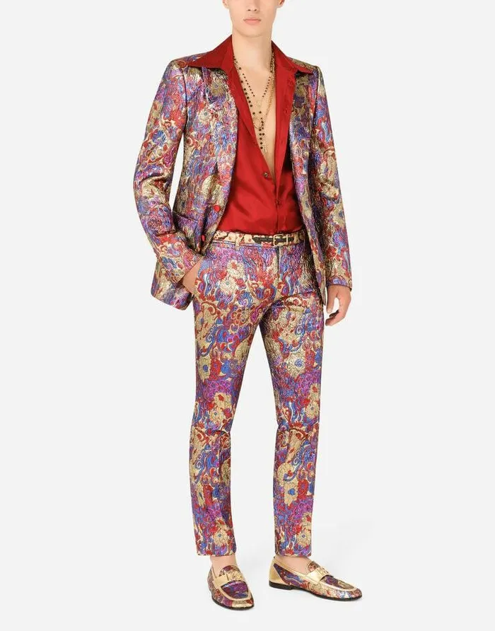 Dolce and Gabbana Trousers And Shorts Men Oriental Lurex Jacquard Pants Multicolor Dolce and Gabbana Trousers And Shorts Men Oriental Lurex Jacquard Pants Multicolor