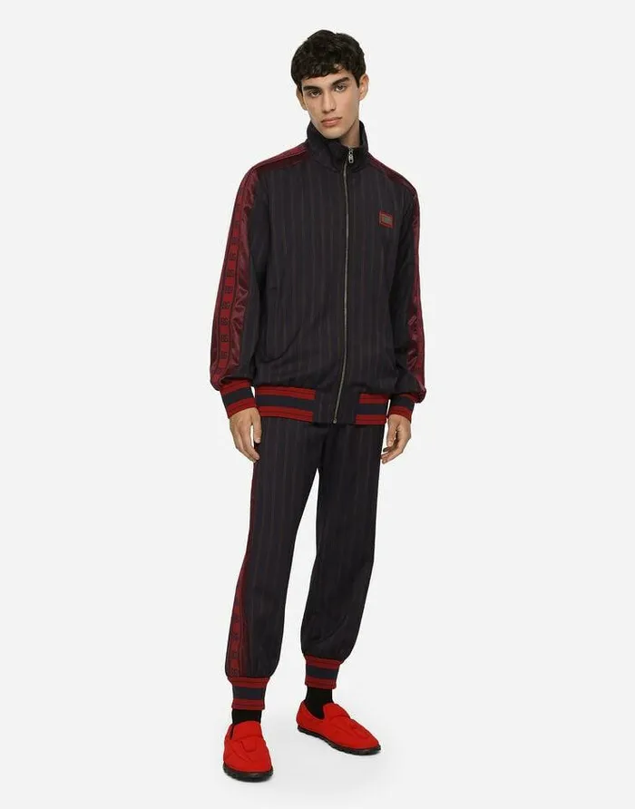 Dolce and Gabbana Trousers And Shorts Men Pinstripe Jogging Pants With Branded Bands Multicolor Dolce and Gabbana Trousers And Shorts Men Pinstripe Jogging Pants With Branded Bands Multicolor