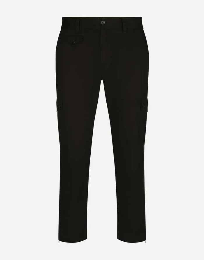 Dolce and Gabbana Trousers And Shorts Men Stretch Cotton Cargo Pants With Branded Tag Black Dolce and Gabbana Trousers And Shorts Men Stretch Cotton Cargo Pants With Branded Tag Black