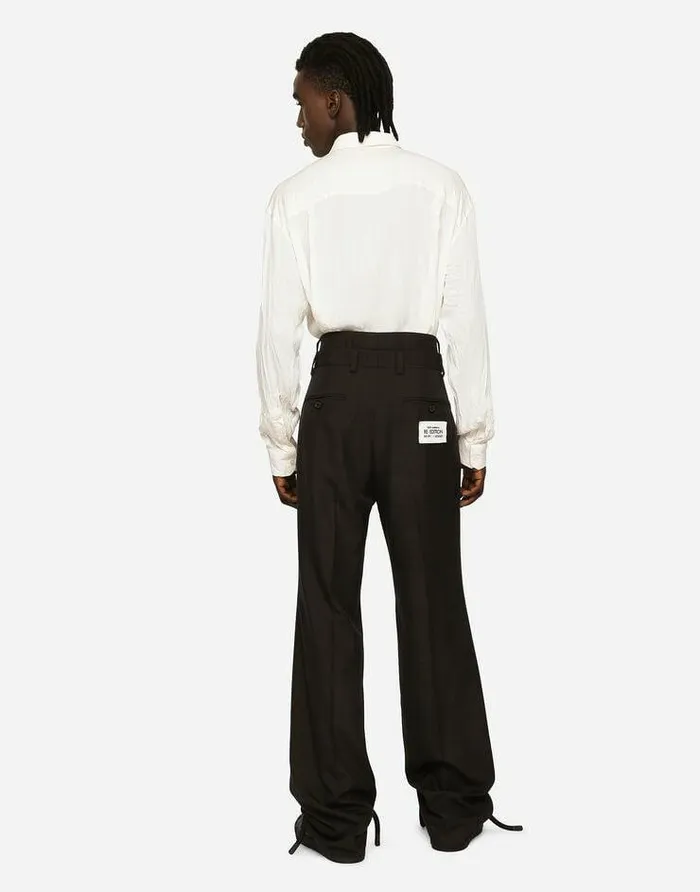 Dolce and Gabbana Trousers And Shorts Men Tailored Shantung Silk And Cotton Pants Black Dolce and Gabbana Trousers And Shorts Men Tailored Shantung Silk And Cotton Pants Black