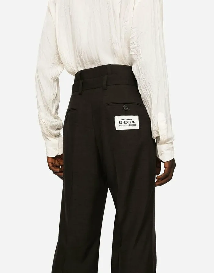Dolce and Gabbana Trousers And Shorts Men Tailored Shantung Silk And Cotton Pants Black Dolce and Gabbana Trousers And Shorts Men Tailored Shantung Silk And Cotton Pants Black