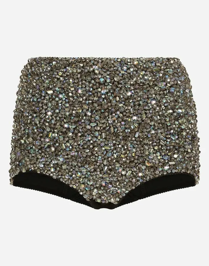Dolce and Gabbana Trousers And Shorts Women KIM DOLCEandGABBANA Highwaisted Panties With Allover Rhinestone Embellishment Multicolor Dolce and Gabbana Trousers And Shorts Women KIM DOLCEandGABBANA Highwaisted Panties With Allover Rhinestone Embellishment Multicolor