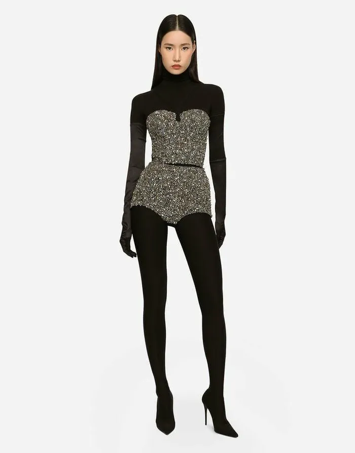 Dolce and Gabbana Trousers And Shorts Women KIM DOLCEandGABBANA Highwaisted Panties With Allover Rhinestone Embellishment Multicolor Dolce and Gabbana Trousers And Shorts Women KIM DOLCEandGABBANA Highwaisted Panties With Allover Rhinestone Embellishment Multicolor