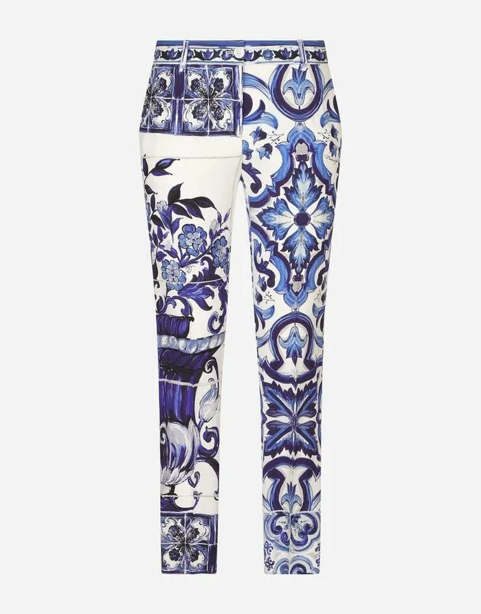 Dolce and Gabbana Trousers And Shorts Women Majolicaprint Charmeuse Pants Multicolor Dolce and Gabbana Trousers And Shorts Women Majolicaprint Charmeuse Pants Multicolor
