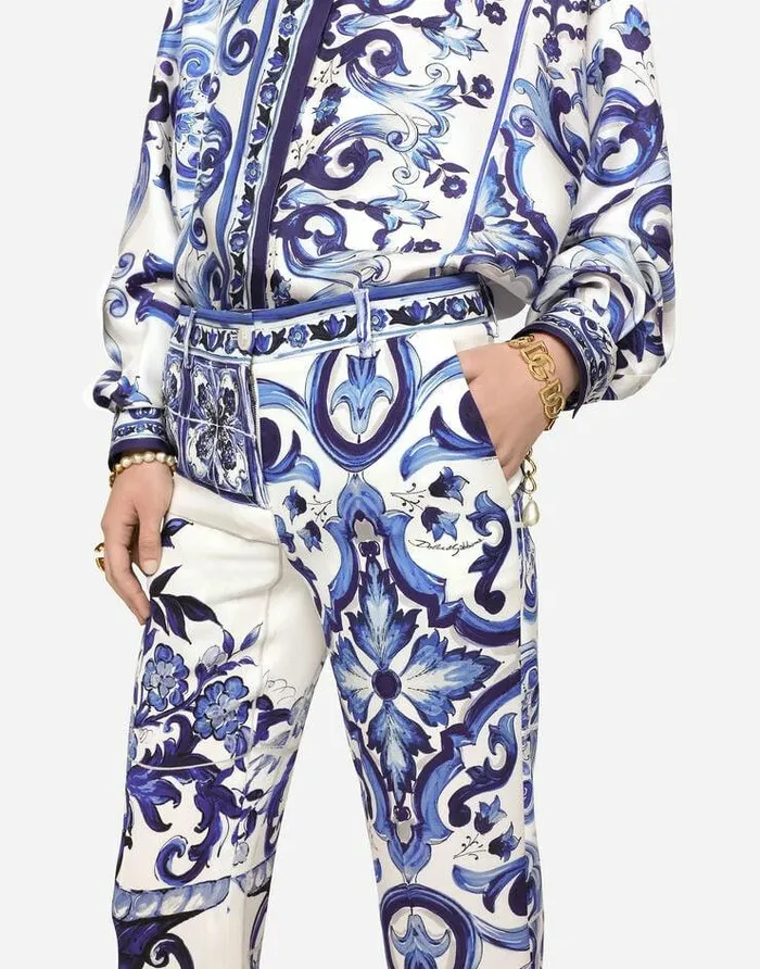 Dolce and Gabbana Trousers And Shorts Women Majolicaprint Charmeuse Pants Multicolor Dolce and Gabbana Trousers And Shorts Women Majolicaprint Charmeuse Pants Multicolor