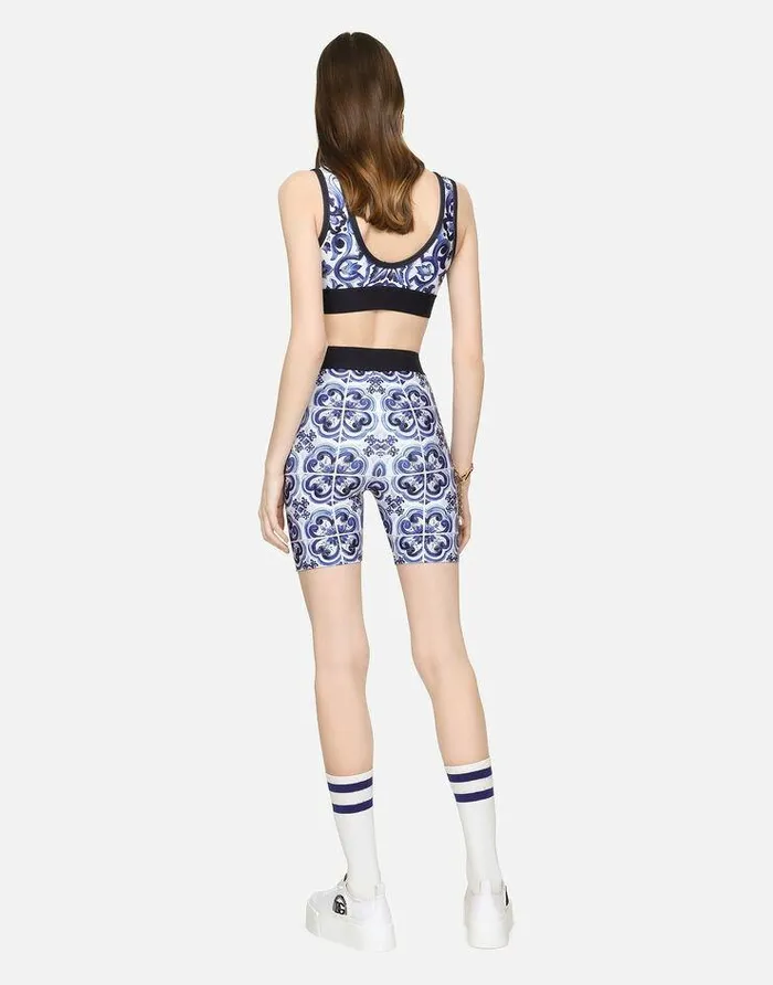 Dolce and Gabbana Trousers And Shorts Women Majolicaprint Jersey Cycling Shorts Multicolor Dolce and Gabbana Trousers And Shorts Women Majolicaprint Jersey Cycling Shorts Multicolor