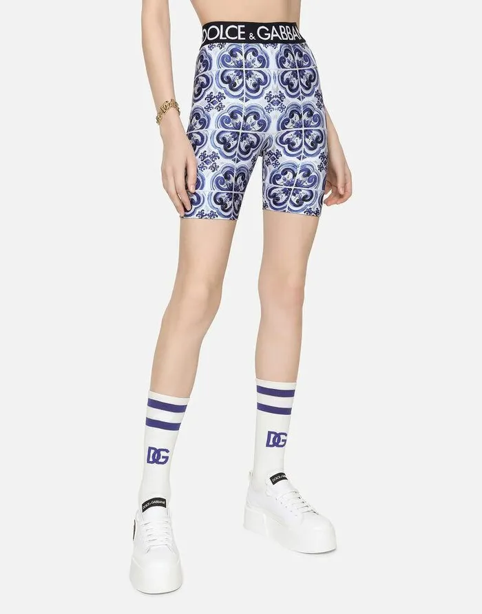 Dolce and Gabbana Trousers And Shorts Women Majolicaprint Jersey Cycling Shorts Multicolor Dolce and Gabbana Trousers And Shorts Women Majolicaprint Jersey Cycling Shorts Multicolor