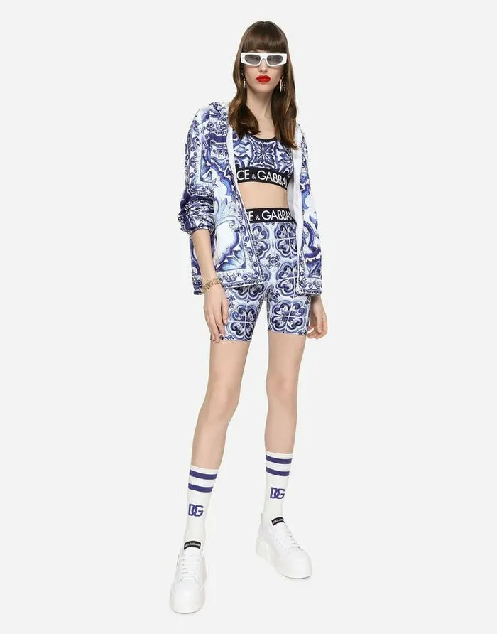 Dolce and Gabbana Trousers And Shorts Women Majolicaprint Jersey Cycling Shorts Multicolor Dolce and Gabbana Trousers And Shorts Women Majolicaprint Jersey Cycling Shorts Multicolor