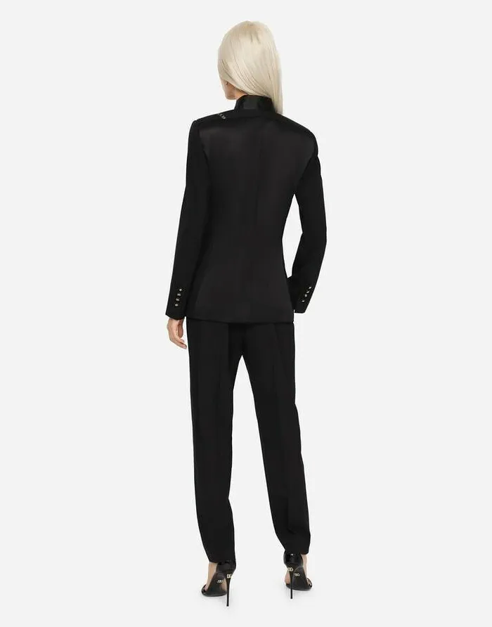 Dolce and Gabbana Trousers And Shorts Women Woolen Pants With Branded Selvedge Black Dolce and Gabbana Trousers And Shorts Women Woolen Pants With Branded Selvedge Black