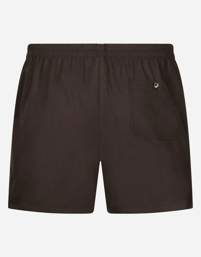 Dolce and Gabbana Underwear And Loungewear Men Cotton Poplin Shorts With Brand Plate Brown Dolce and Gabbana Underwear And Loungewear Men Cotton Poplin Shorts With Brand Plate Brown