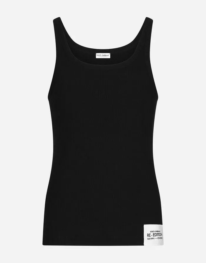 Dolce and Gabbana Underwear And Loungewear Men Finerib Cotton Singlet Black