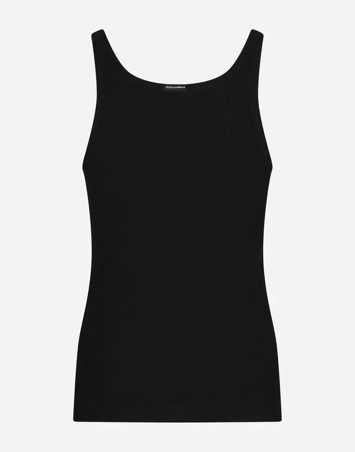 Dolce and Gabbana Underwear And Loungewear Men Finerib Cotton Singlet Black Dolce and Gabbana Underwear And Loungewear Men Finerib Cotton Singlet Black