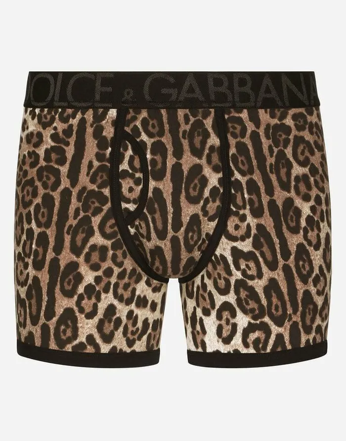 Dolce and Gabbana Underwear And Loungewear Men Longleg Twoway Stretch Cotton Boxers With Leopard Print Multicolor Dolce and Gabbana Underwear And Loungewear Men Longleg Twoway Stretch Cotton Boxers With Leopard Print Multicolor