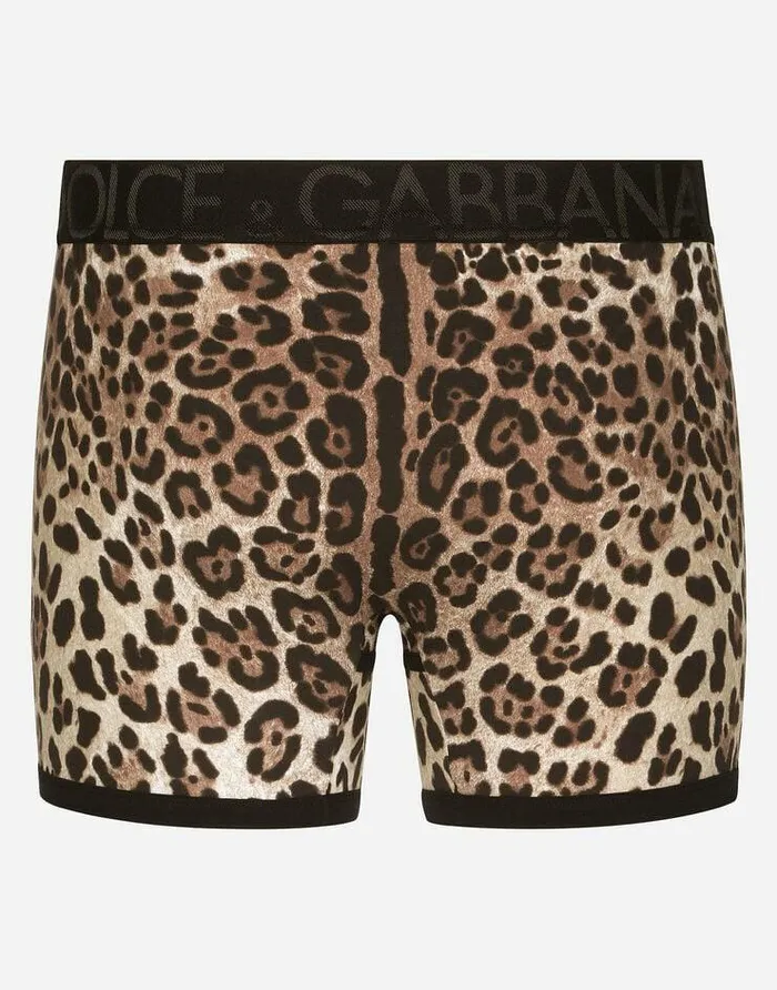 Dolce and Gabbana Underwear And Loungewear Men Longleg Twoway Stretch Cotton Boxers With Leopard Print Multicolor Dolce and Gabbana Underwear And Loungewear Men Longleg Twoway Stretch Cotton Boxers With Leopard Print Multicolor