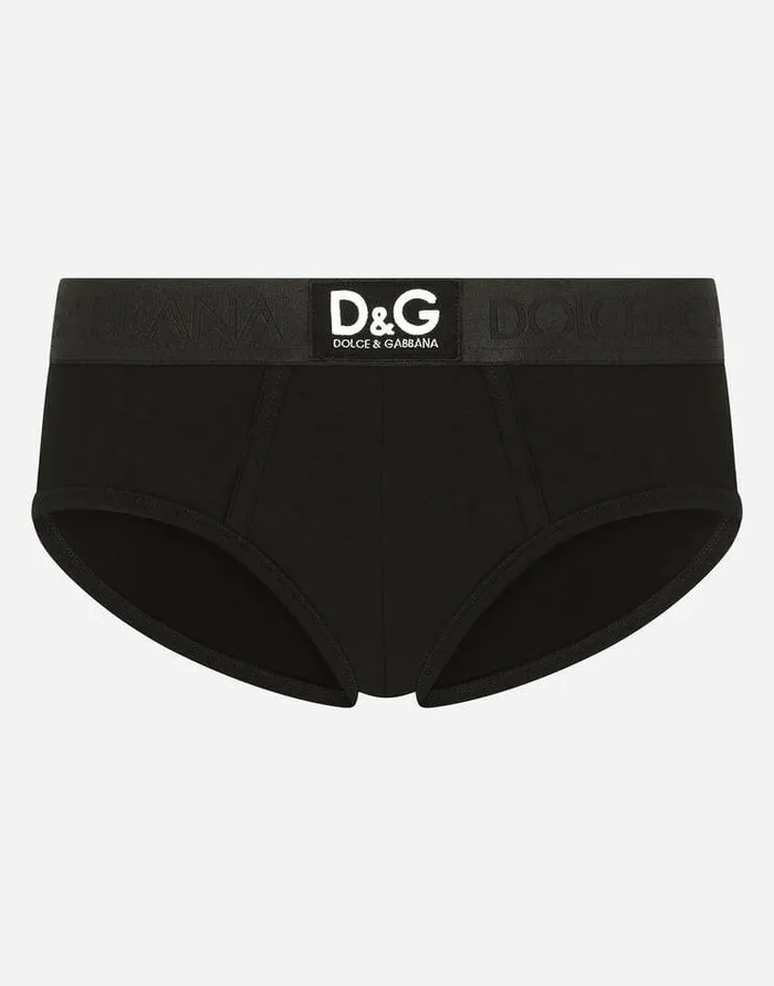 Dolce and Gabbana Underwear And Loungewear Men Twoway Stretch Cotton Brando Briefs With DG Patch Black Dolce and Gabbana Underwear And Loungewear Men Twoway Stretch Cotton Brando Briefs With DG Patch Black