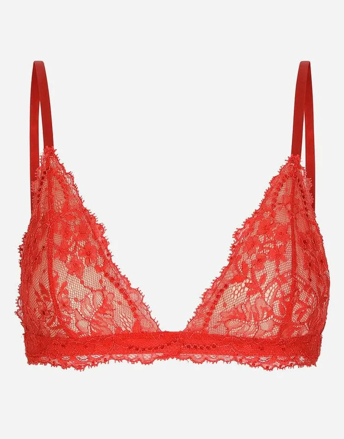 Dolce and Gabbana Underwear Women Chantilly Lace Triangle Bra Red