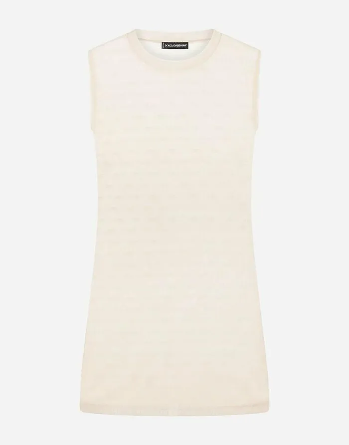 Dolce and Gabbana Underwear Women Jacquard Tulle Tank Top Pale Pink