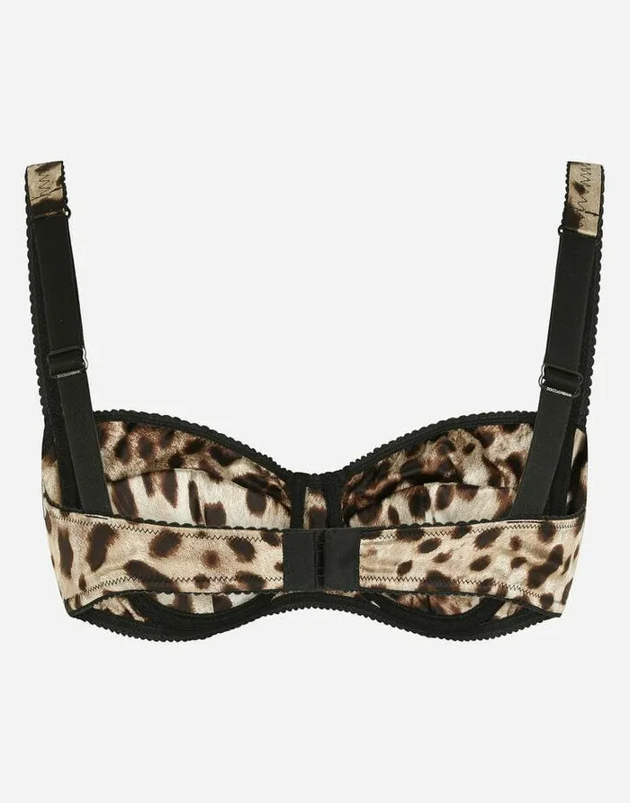 Dolce and Gabbana Underwear Women Leopardprint Satin Balconette Bra With Lace Detailing Multicolor Dolce and Gabbana Underwear Women Leopardprint Satin Balconette Bra With Lace Detailing Multicolor