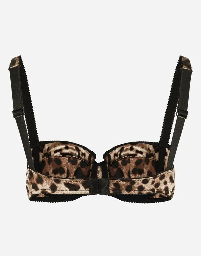 Dolce and Gabbana Underwear Women Leopardprint Satin Balconette Bra With Lace Detailing Multicolor Dolce and Gabbana Underwear Women Leopardprint Satin Balconette Bra With Lace Detailing Multicolor