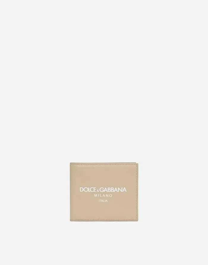 Dolce and Gabbana Wallets And Small Leather Goods Men Calfskin Bifold Wallet With Logo Beige Dolce and Gabbana Wallets And Small Leather Goods Men Calfskin Bifold Wallet With Logo Beige