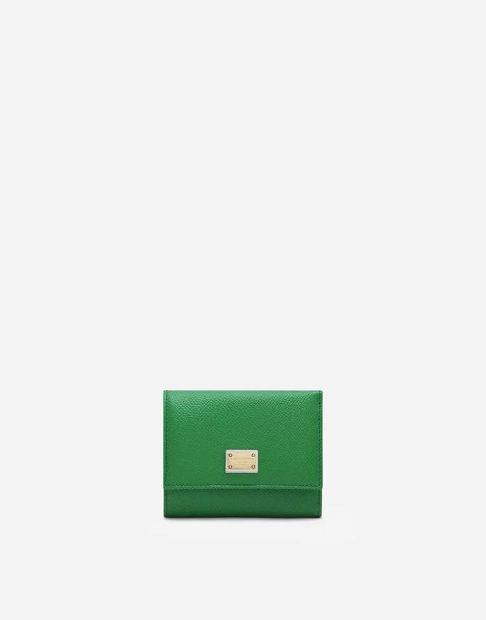 Dolce and Gabbana Wallets And Small Leather Goods Women Dauphine Calfskin Wallet With Branded Tag Green Dolce and Gabbana Wallets And Small Leather Goods Women Dauphine Calfskin Wallet With Branded Tag Green