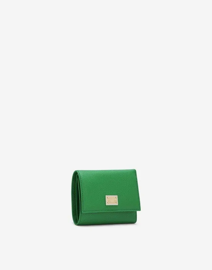 Dolce and Gabbana Wallets And Small Leather Goods Women Dauphine Calfskin Wallet With Branded Tag Green Dolce and Gabbana Wallets And Small Leather Goods Women Dauphine Calfskin Wallet With Branded Tag Green