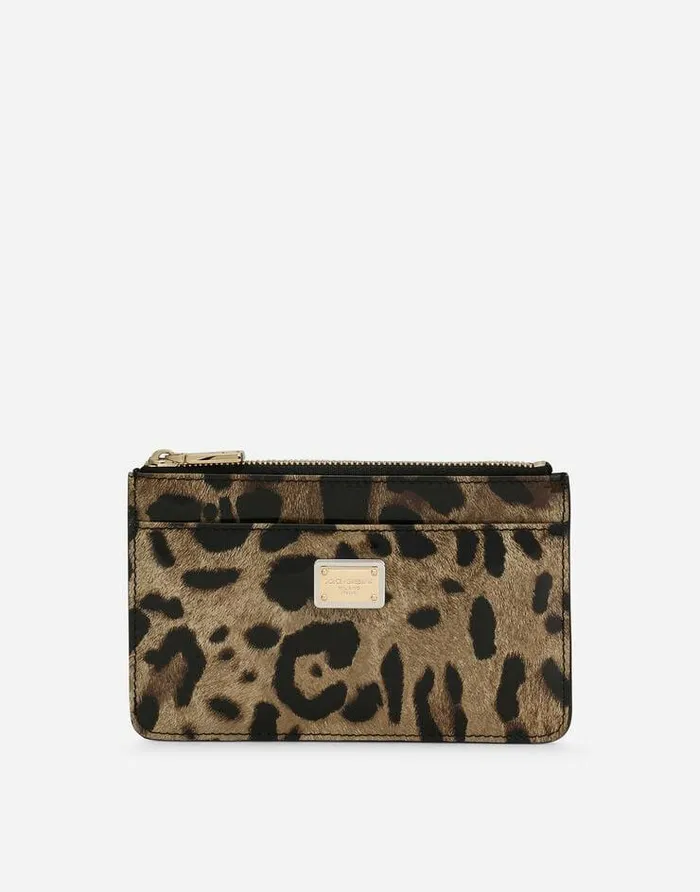 Dolce and Gabbana Wallets And Small Leather Goods Women Medium Leopardprint Polished Calfskin Card Holder With Zipper Animal Print Dolce and Gabbana Wallets And Small Leather Goods Women Medium Leopardprint Polished Calfskin Card Holder With Zipper Animal Print