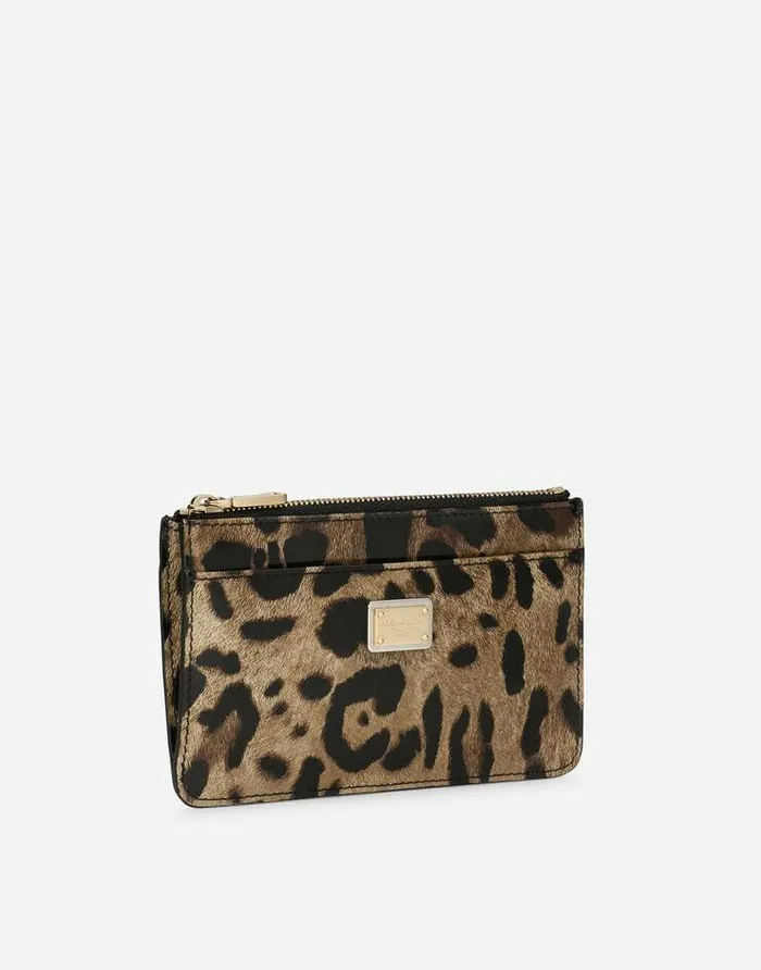 Dolce and Gabbana Wallets And Small Leather Goods Women Medium Leopardprint Polished Calfskin Card Holder With Zipper Animal Print Dolce and Gabbana Wallets And Small Leather Goods Women Medium Leopardprint Polished Calfskin Card Holder With Zipper Animal Print