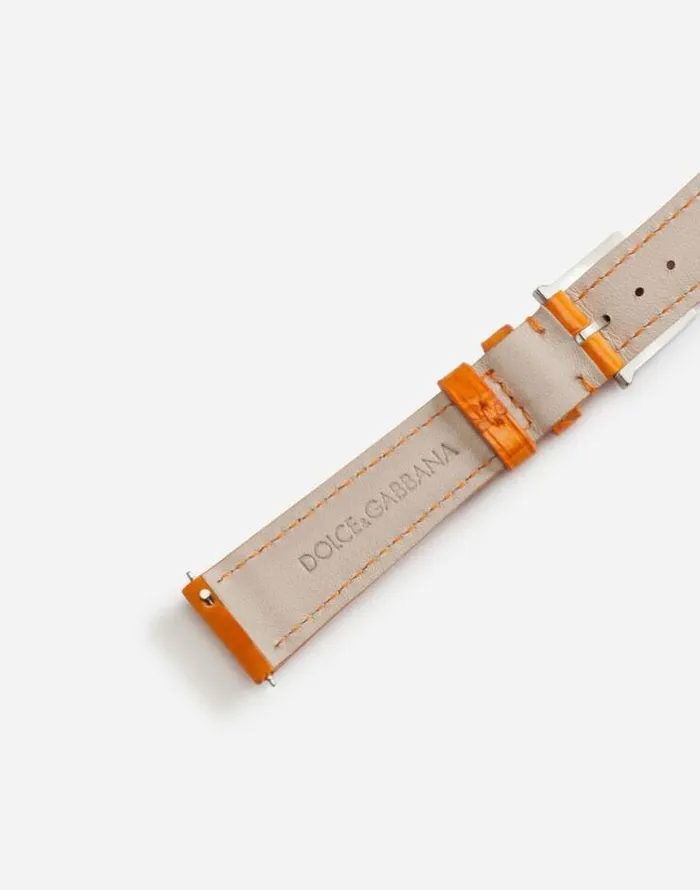 Dolce and Gabbana WatchesandStraps Women Alligator Strap With Buckle And Hook In Steel Orange Dolce and Gabbana WatchesandStraps Women Alligator Strap With Buckle And Hook In Steel Orange